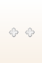 Matt Rhodium Small Cross Post Earrings