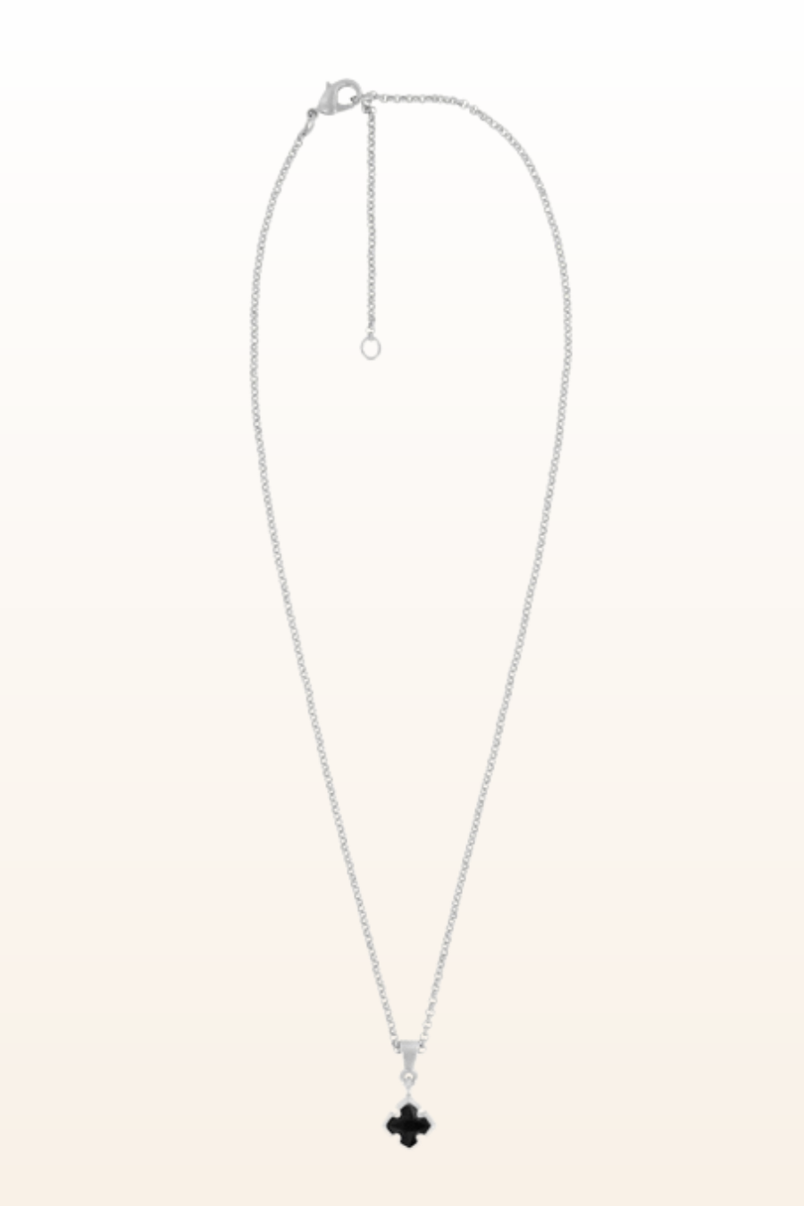 Matt Rhodium Small Cross Necklace