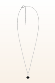 Matt Rhodium Small Cross Necklace
