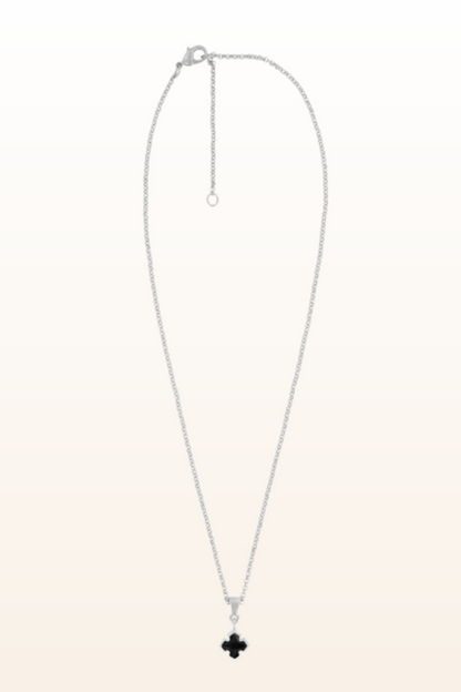 Matt Rhodium Small Cross Necklace
