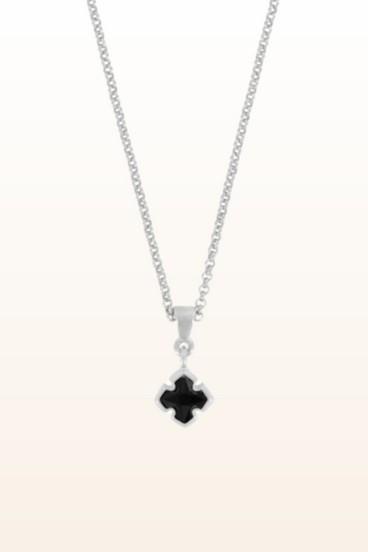Matt Rhodium Small Cross Necklace