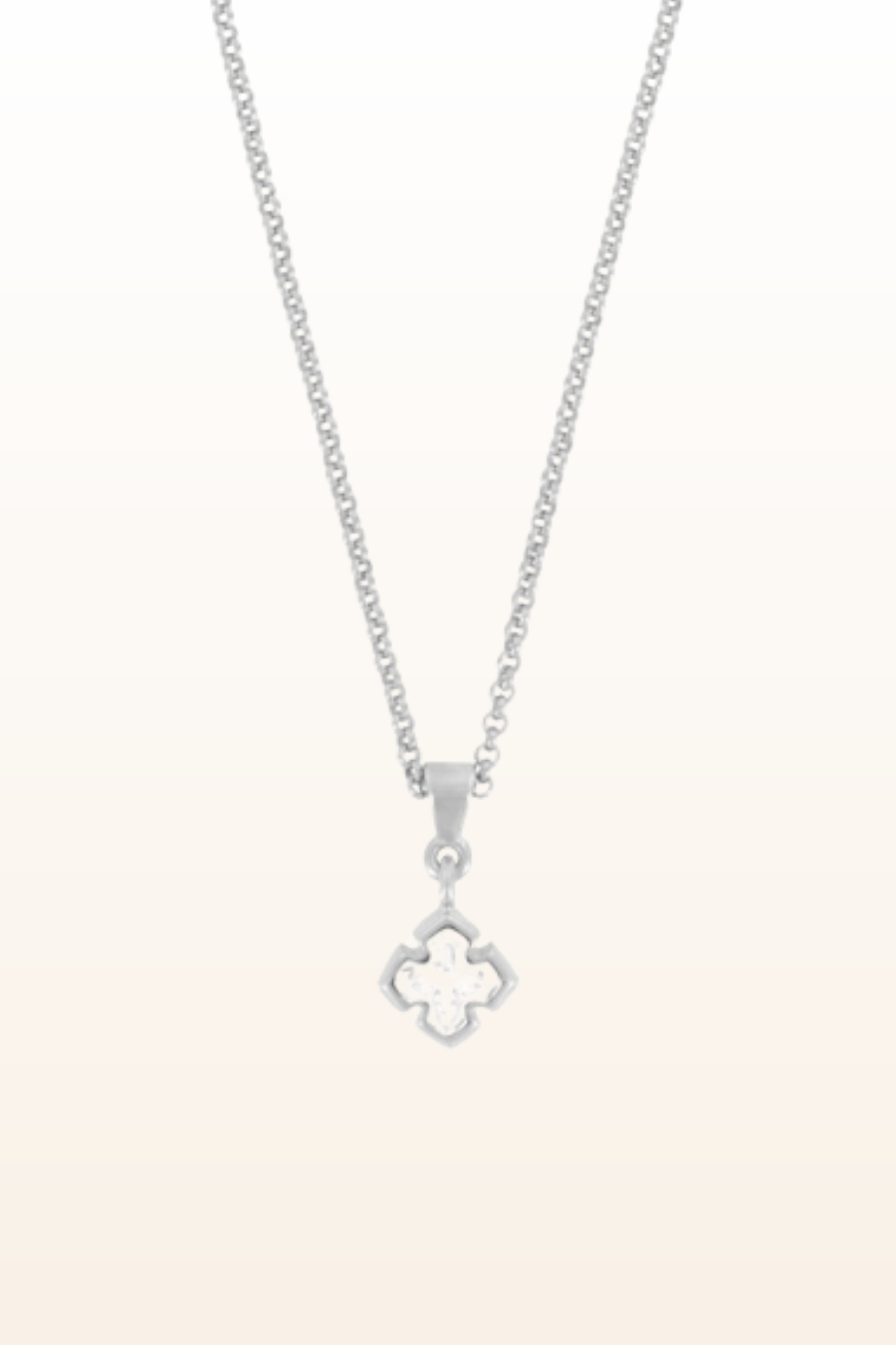 Matt Rhodium Small Cross Necklace