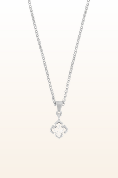 Matt Rhodium Small Cross Necklace