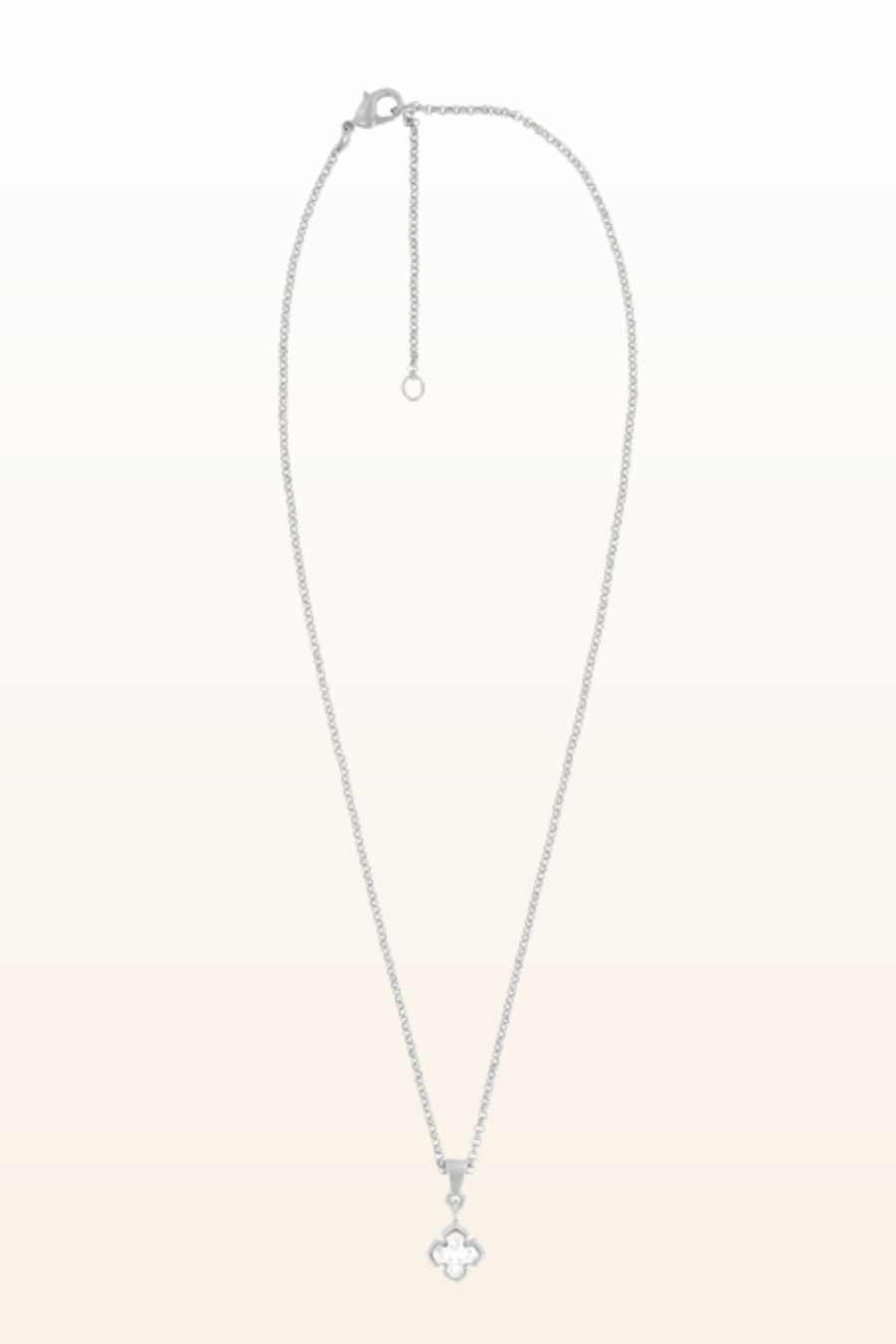 Matt Rhodium Small Cross Necklace