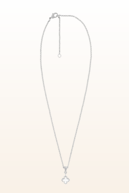 Matt Rhodium Small Cross Necklace