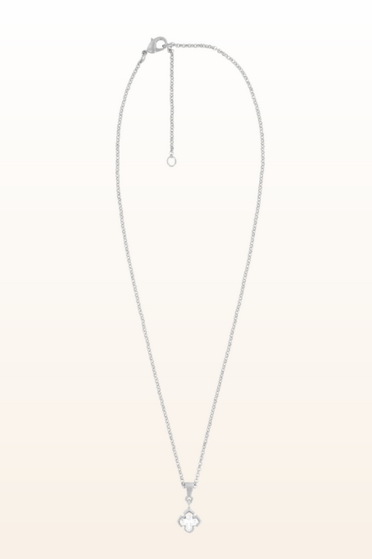 Matt Rhodium Small Cross Necklace