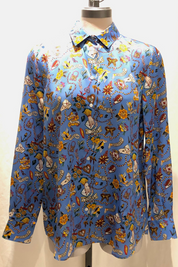 Lock and Key Print Silk Blouse
