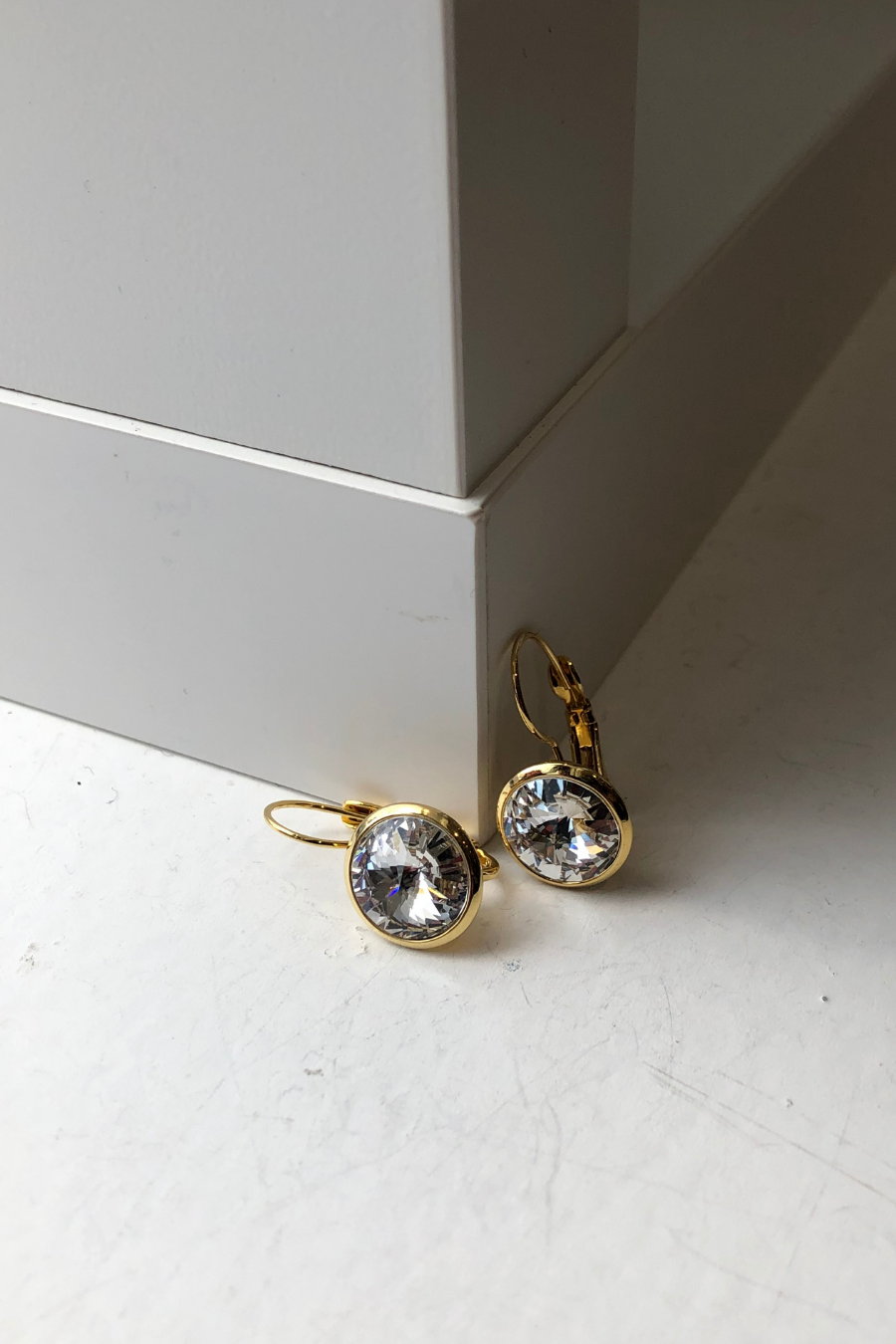 Bright Gold Rivoli Crystal Earrings