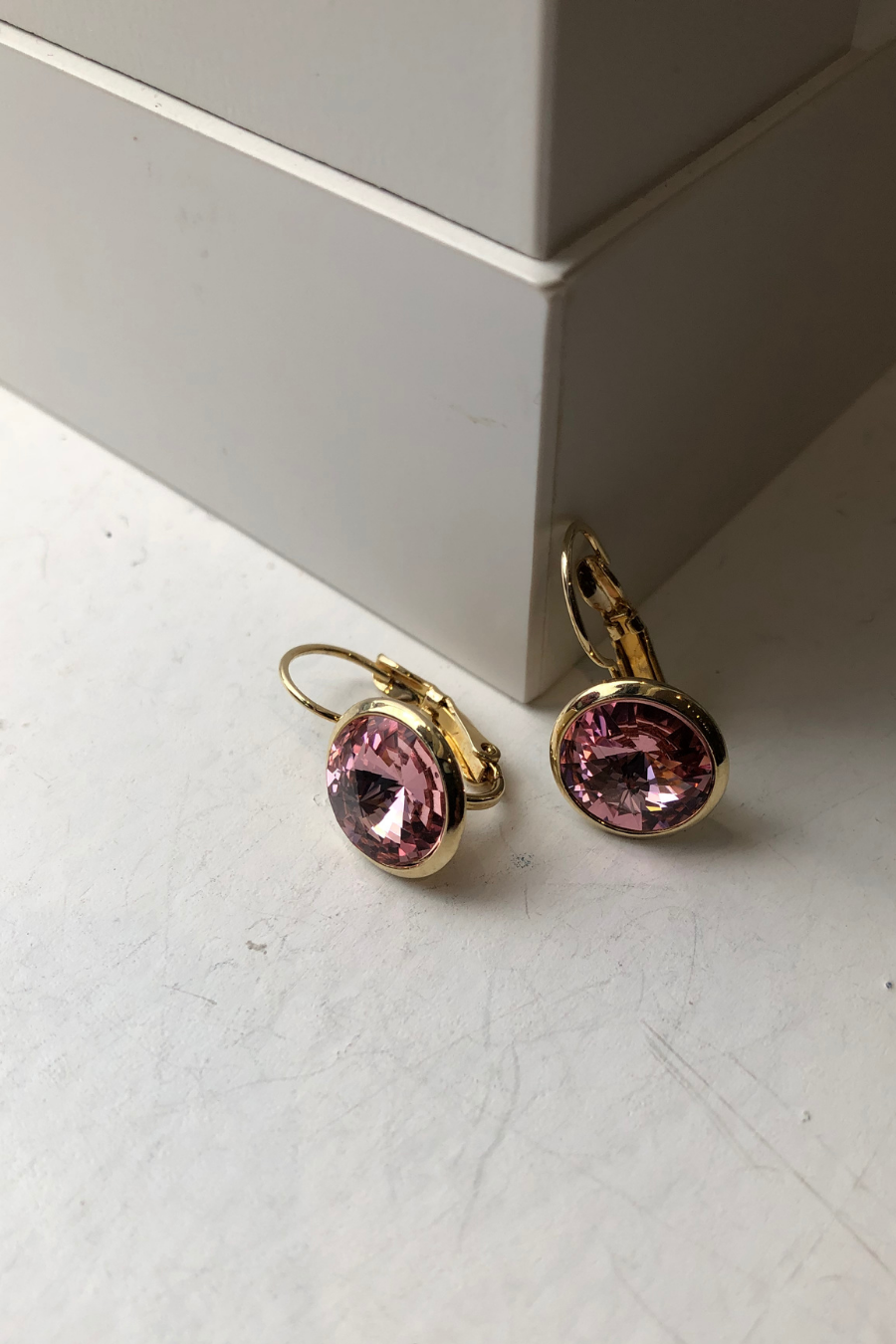 Bright Gold Rivoli Crystal Earrings