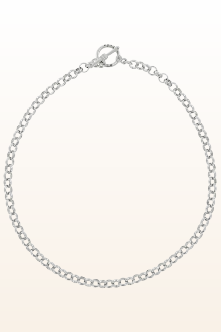 Bright Rhodium Round Chain Front Toggle Necklace
