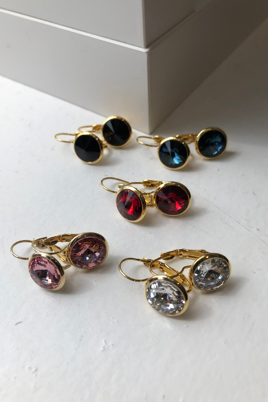 Bright Gold Rivoli Crystal Earrings
