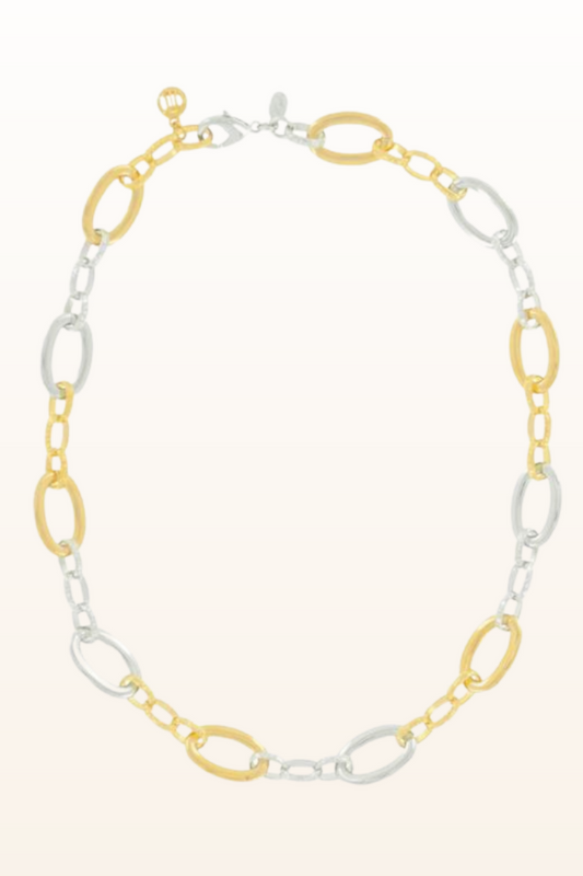 2 Tone Gold & Rhodium Heavy Oval Chain - 16"