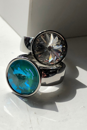 Rhodium Rivoli Crystal Ring