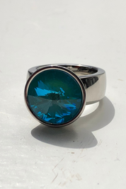 Rhodium Rivoli Crystal Ring