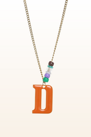 Long Enamel Monogram Necklace