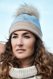 Up-cycled Jean and Fur Beanie