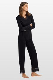 Lucy Long Sleeve Pajama-Black