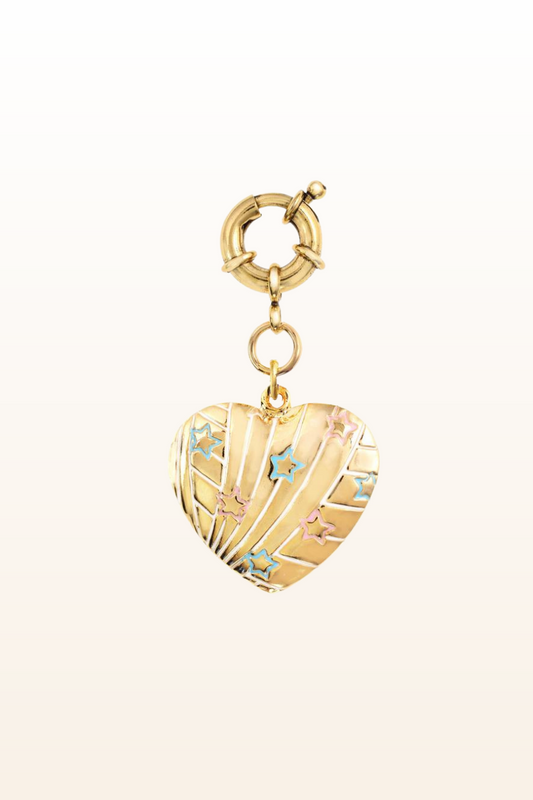 Gold Disco Heart Clip on Charm