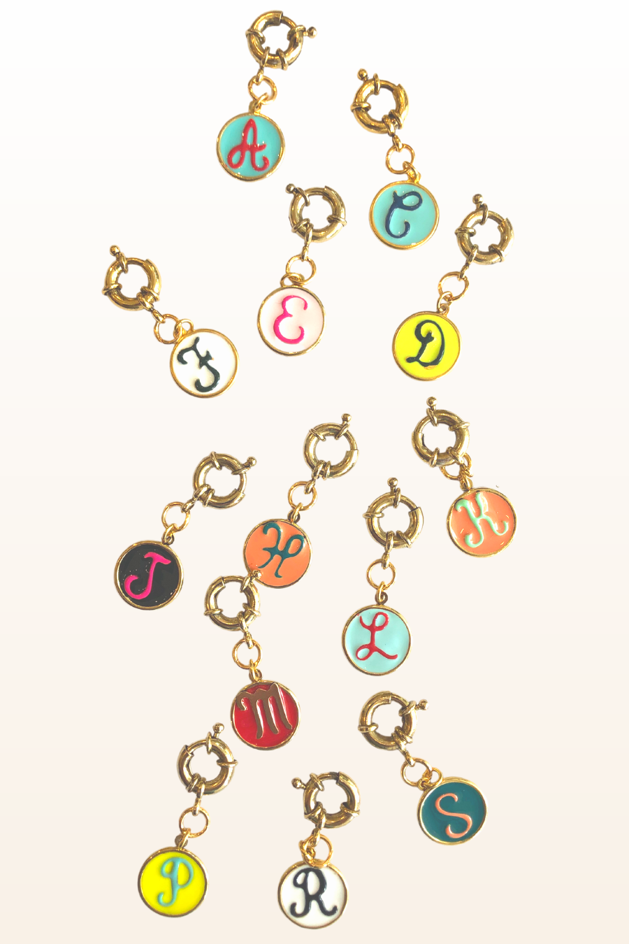 Enamel Initial Clip on Charm