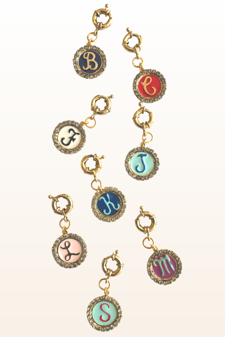 Crystal/Enamel Initial Clip on Charm