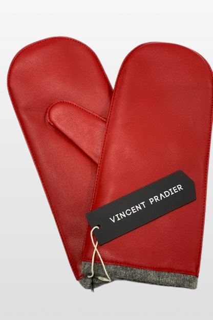Leather Wool lined Mitts