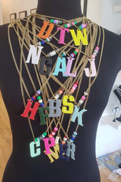 Long Enamel Monogram Necklace