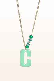 Long Enamel Monogram Necklace
