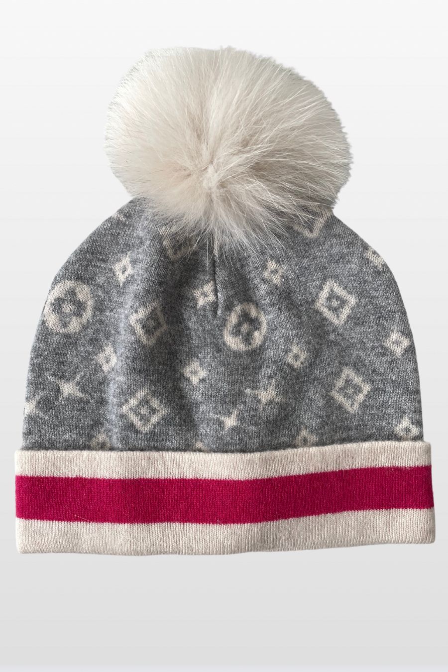 Monogram Pattern Hat with Contrasting Border