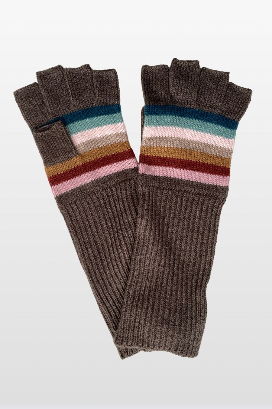 Stripe Knit Fingerless Gloves