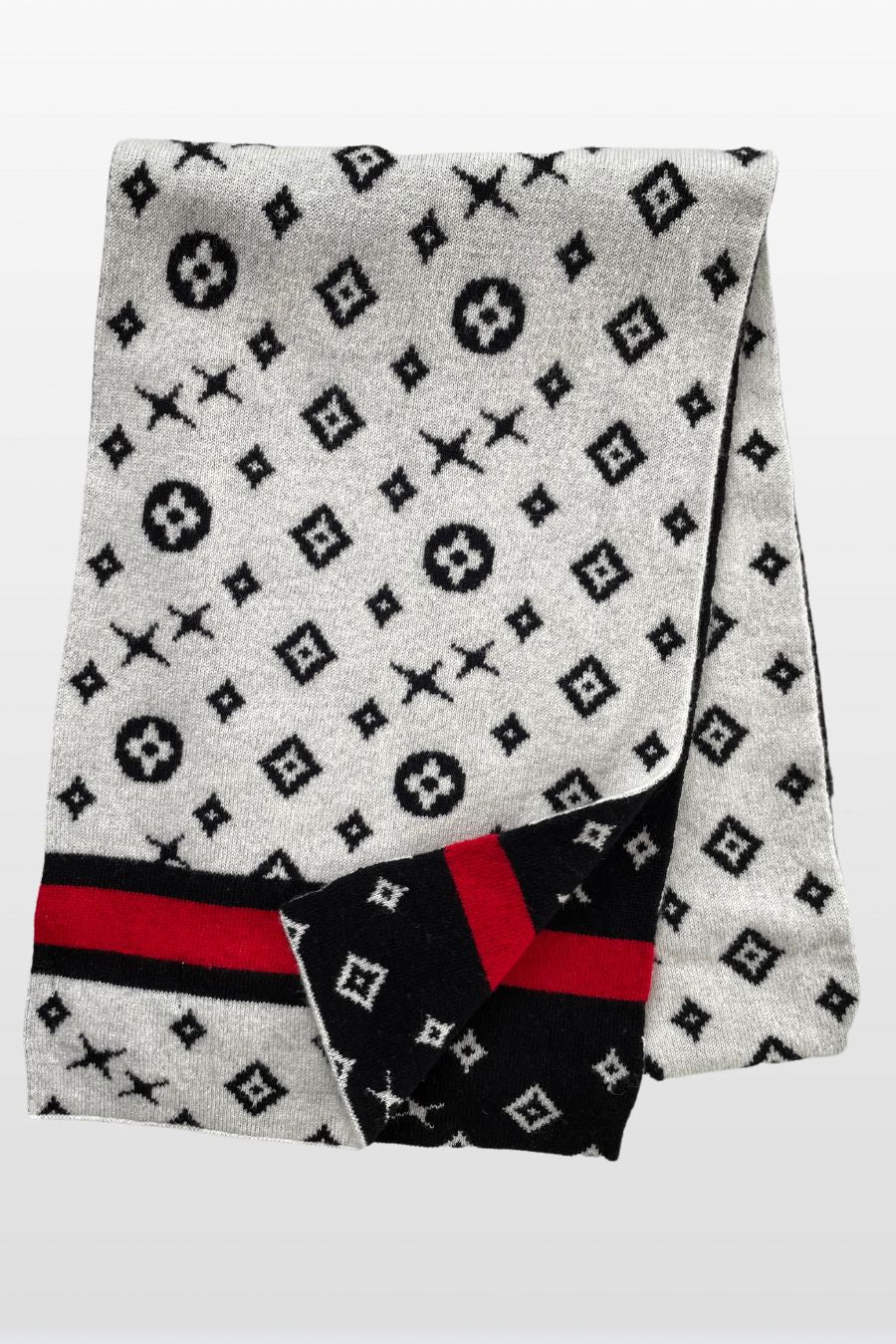Monogram Pattern Scarf with Contrasting Border