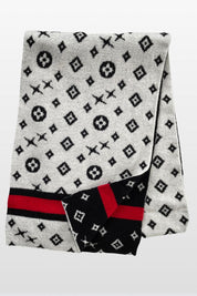 Monogram Pattern Scarf with Contrasting Border
